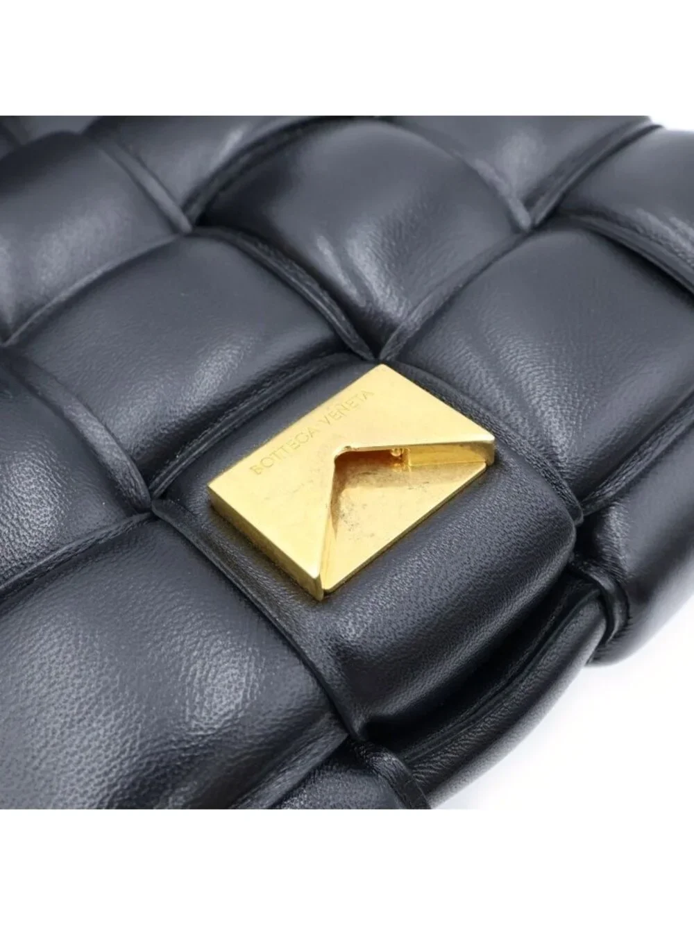 Bottega Veneta Padded Cassette Intrecciato Shoulder Bag Black Leather